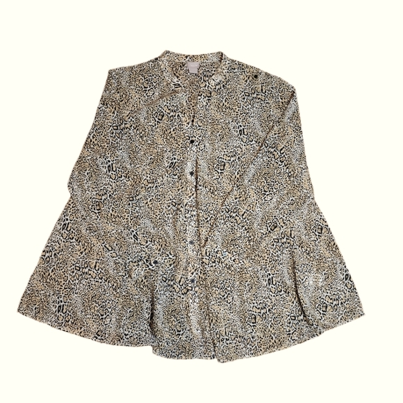 Chico’s Convertible Semi Sheer Cheetah Print Buttoned Shirt 3 US 16/18 - Picture 3 of 6